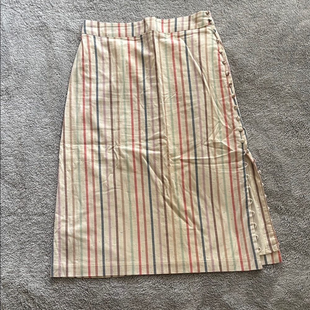 Madewell Cream Midi Pencil Skirt with Slit